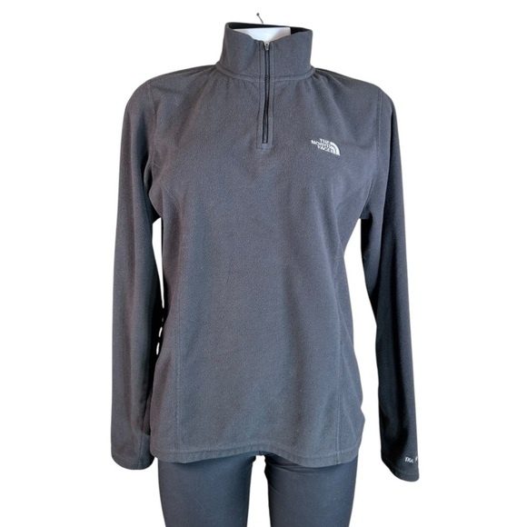 The North Face Black Quarter-Zip Fleece Pullover Women Long Sleeve size L Black - Picture 1 of 10